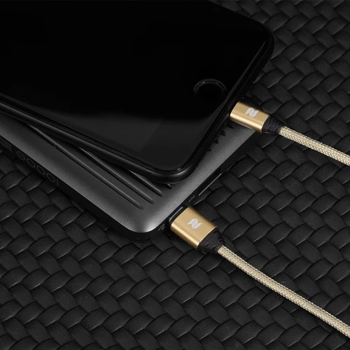 ROCK type c для освещения iPhone кабель металлический 1 м для Lightning USB C кабель для передачи данных для iOS 8 9 10 11 нейлоновый плетеный шнур для зарядки - Цвет: Gold 1m