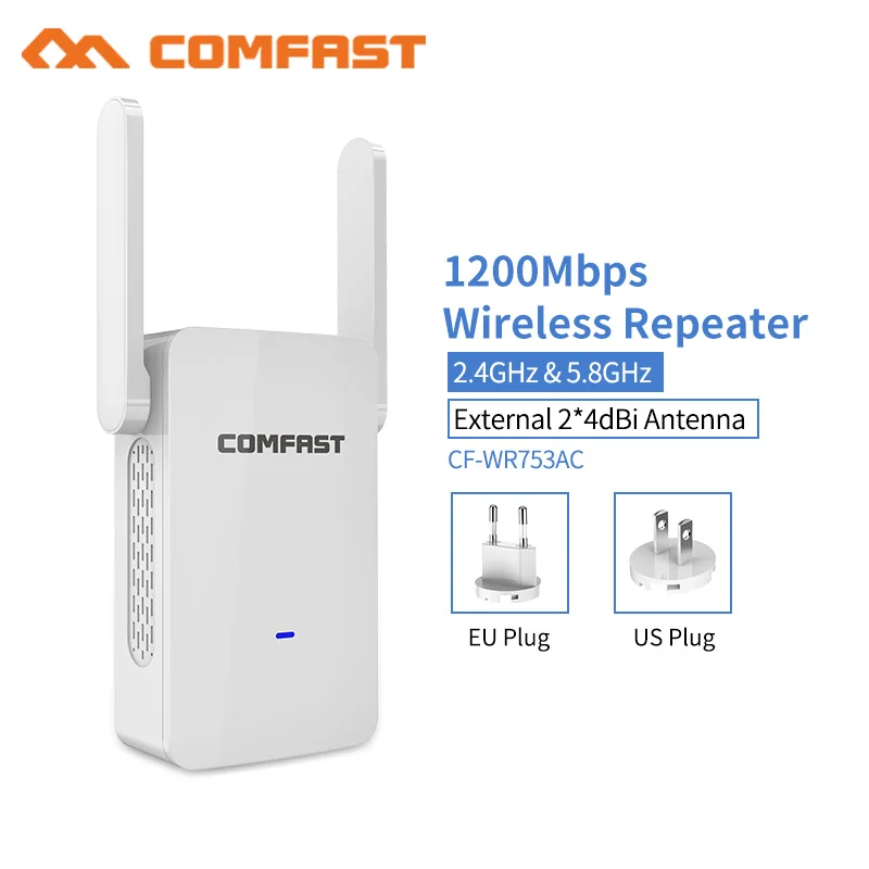 

Comfast CF-WR753AC High Speed Dual Band 1200Mbps Wifi Signal Extender 5.8Ghz Access Point Wireless Transmission Wi-fi Repeater