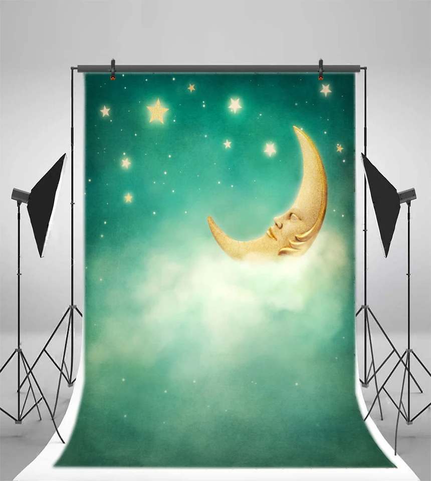 Laeacco Dreamy Moon Stars Cloud Baby Newborn Children Photography Backgrounds Customized Photographic Backdrops For Photo Studio