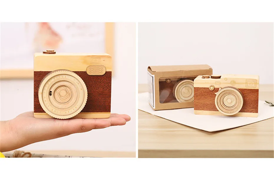 Cute Camera Music Box To Send Girls Kids Creative Wooden Mini Music Box Home Decoration Gift Birthday Daughter Christmas (3)
