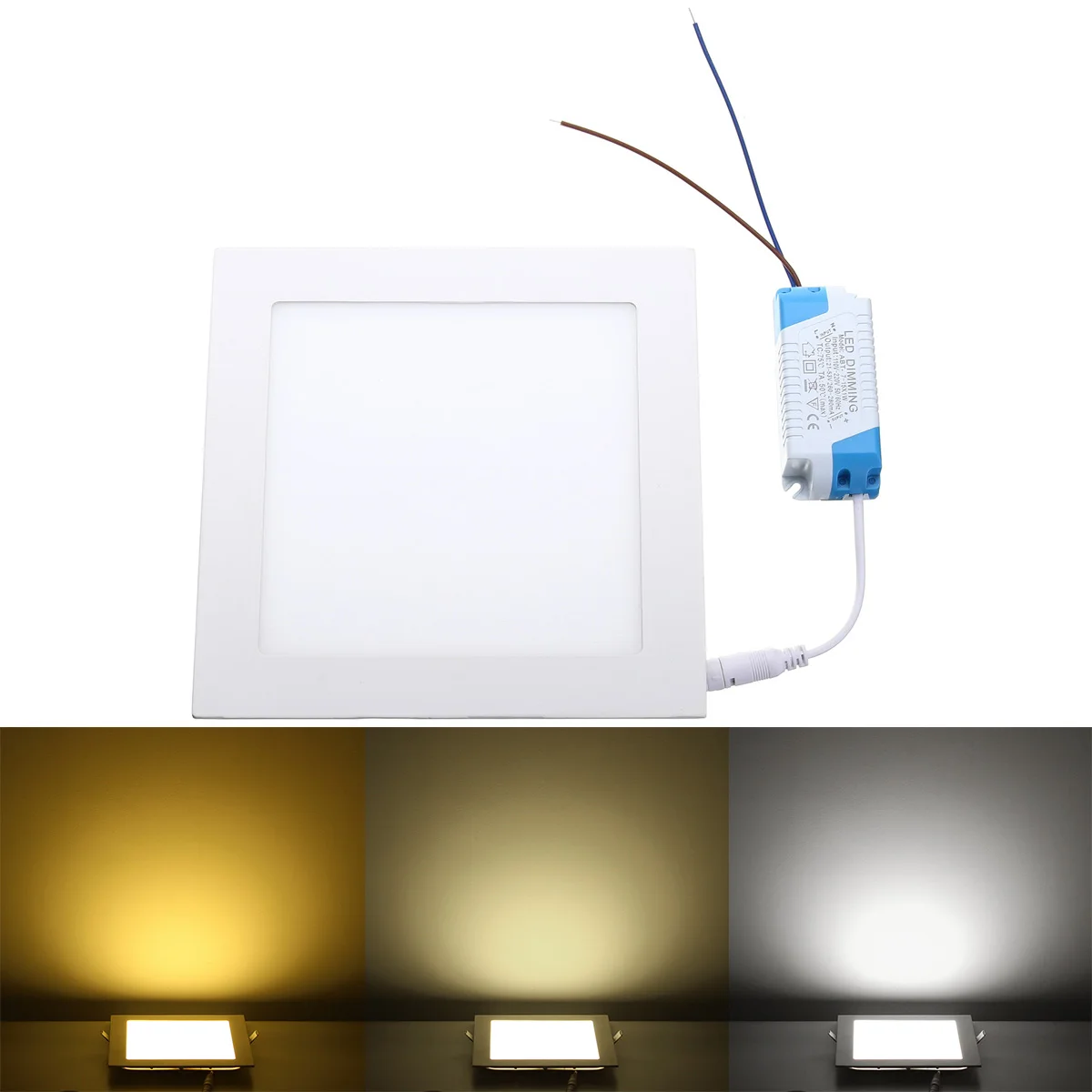 

Smuxi Dimmable 15W Square Panel LED Ceiling Light Ultrathin Ceiling Energy-Saving LED Recessed Panel Down Light AC 85-265V