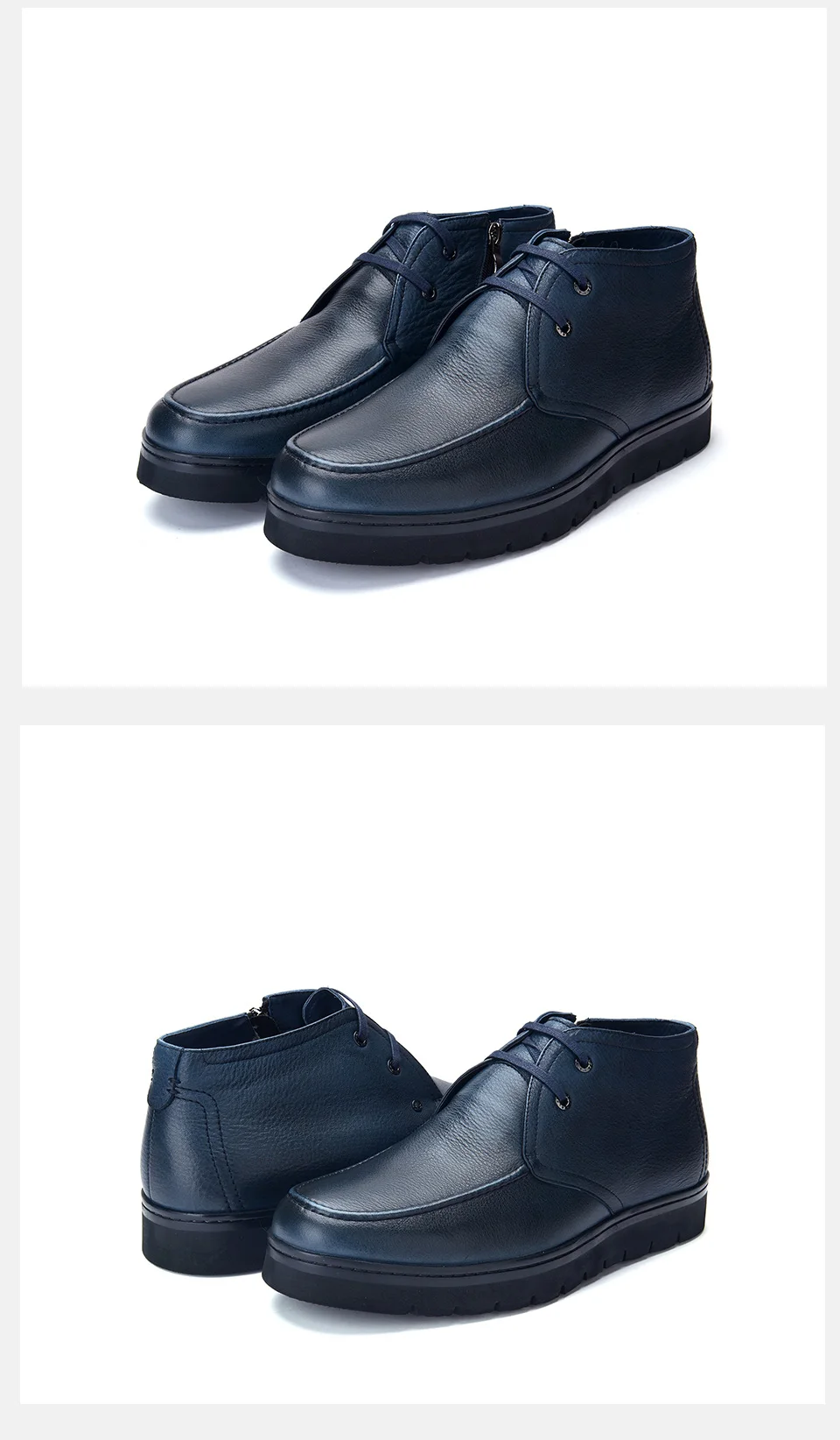 Jackmiller/Брендовые мужские кожаные ботинки темно-синего цвета на шнуровке, с боковой молнией, на толстой подошве, с шерстяной подкладкой; базовые мужские ботинки; Зимние Теплые ботильоны