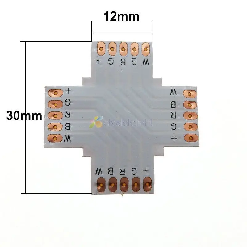 10 шт./лот 5 контактный разъем для печатной платы RGBW мм 12 L T X Shape разделитель RGBWW