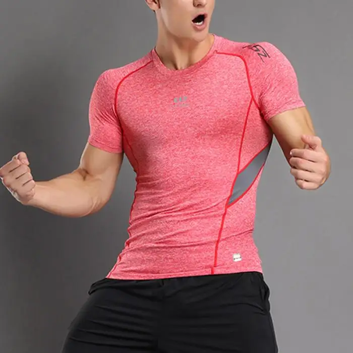 Для мужчин компрессионная футболка с короткими рукавами быстросохнущие дышащие для бег Спорт Фитнес XD88