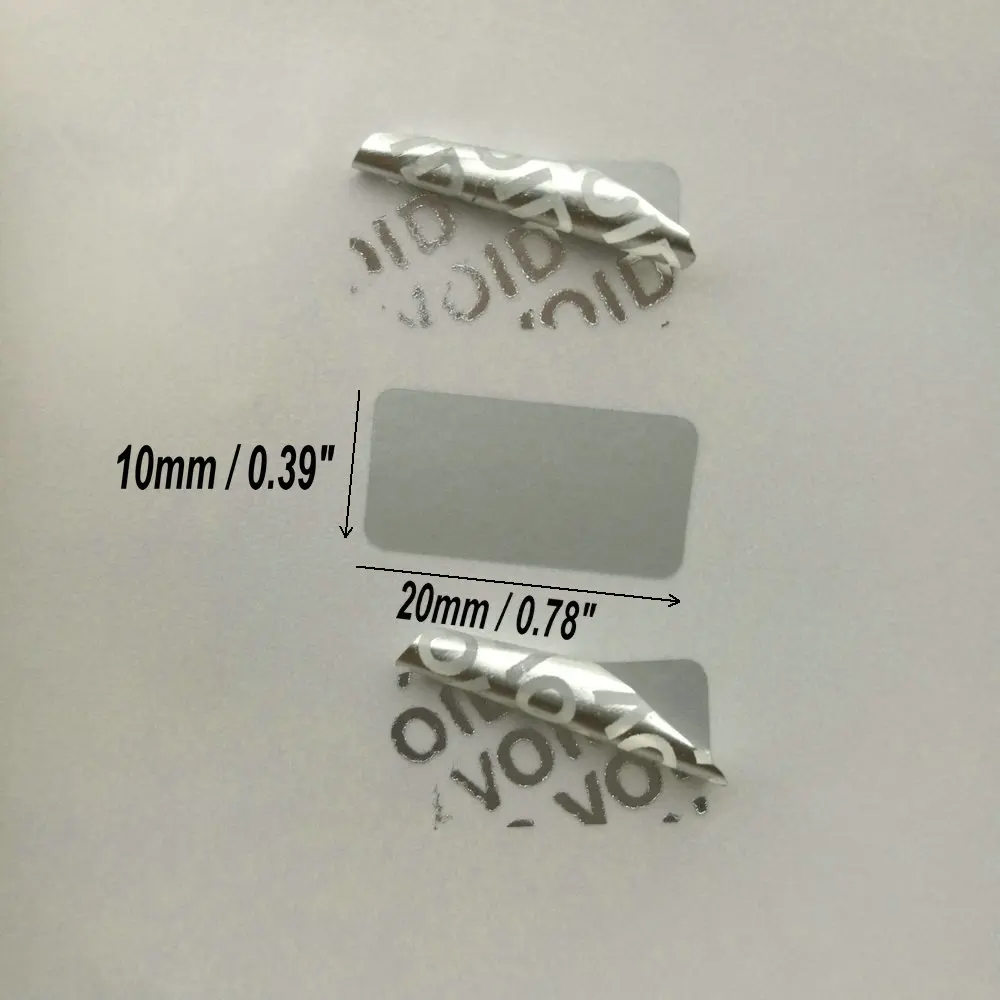 블랭크 보이드 스티커, 보증 보호 씰링 스티커, 20x10mm, 40x20mm, 200 개