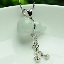 Натуральный нефритовый инкрустированные с 925 серебро бутылочная тыква в Бирма нефритовый кулон оптовые продажи от производителя