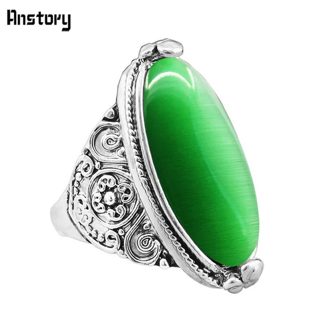 Flower Band Oval Opal Rings For Women Vintage Look Antique Silver Plated Persona Flower Band Oval Opal Rings For Women Vintage Look Antique Silver Plated Persona