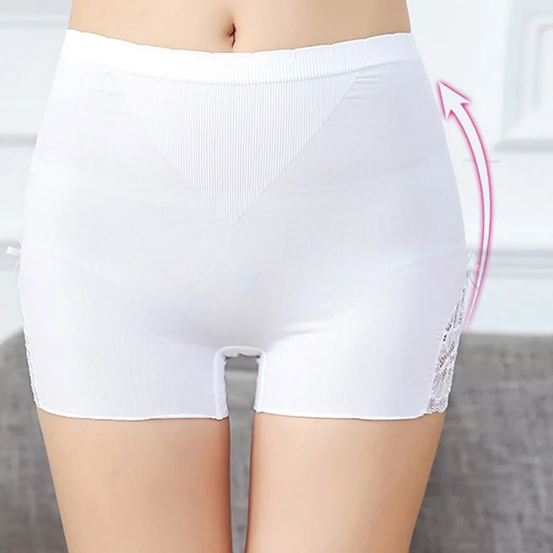 Women Lace Flower Safety Shorts Solid Bow Bottoming Short Pants Women Japanese Design High Elastic Waist Anti-Light Hip Shorts
