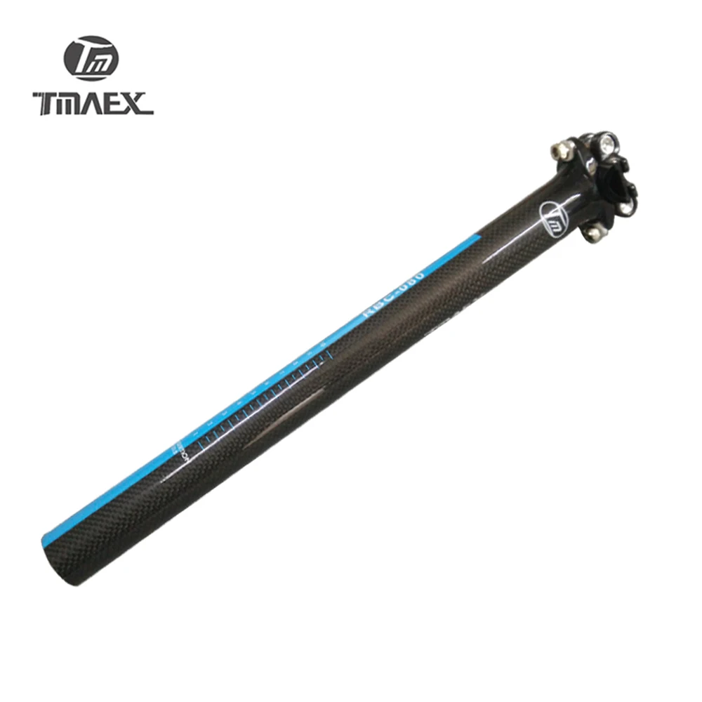 TMAEX углеродная стойка для сидения углеродного волокна велосипед MTB/Дорога Seatposts велосипед труба подседельная с двумя винтами Seattube 27,2/30,8/31,6*350/ 400 мм 3 К Gloss