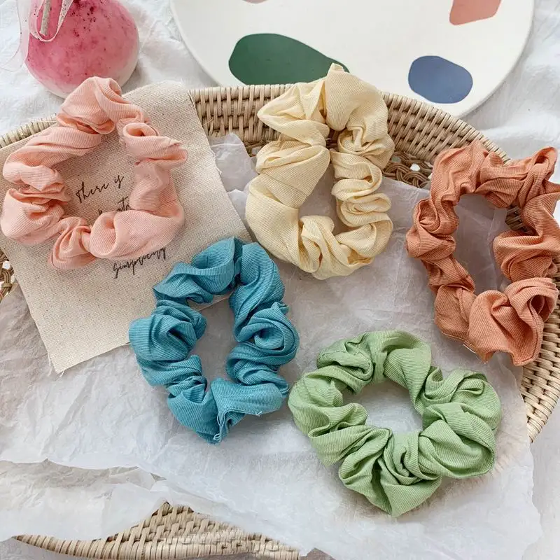 

2019 Fashion Hair Accessories Women Scrunchie Ponytail Holder Solid Color Cloth Scrunchies Pack Hair Ties Elastics Hair Bands