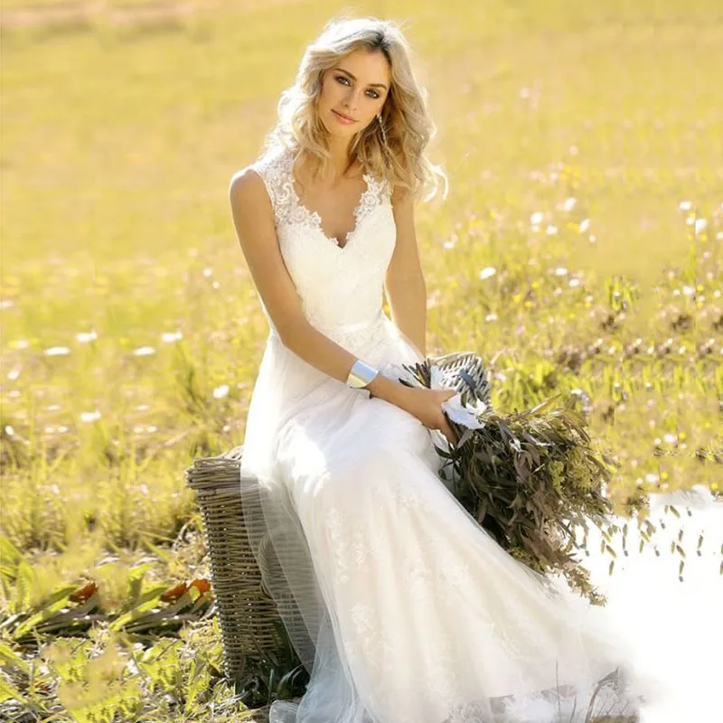 LORIE/винтажное свадебное платье 2019 с v-образным вырезом, кружевное свадебное платье "Русалка", белое, цвета слоновой кости, с поясом, свадебное