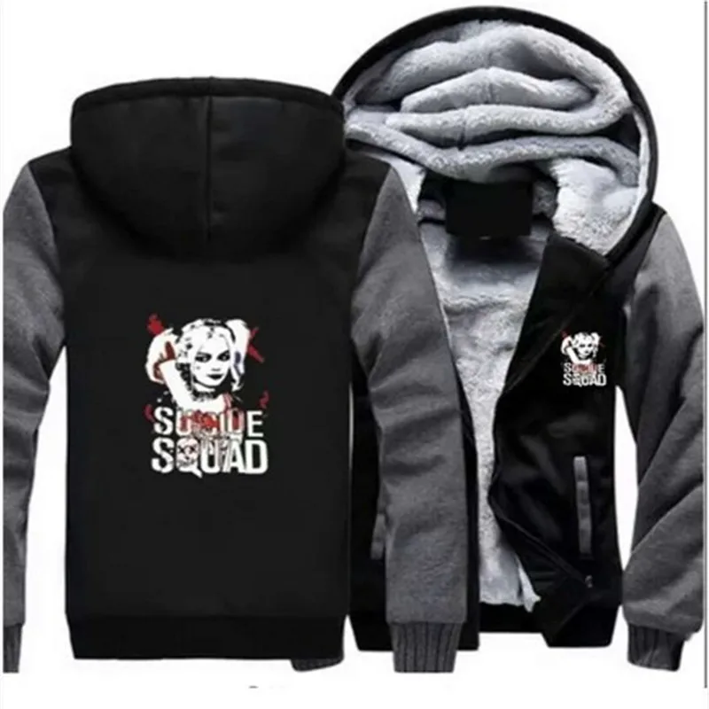 2018 US Size Hot  Men Women Harley Quinn Casual Hoodies for Men Women Thicker Fleece Coat Jacket Unisex Sweatshirts size 6XL