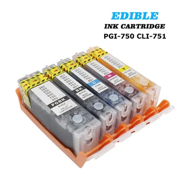 

XIMO 25 PACK EDIBLE INK CARTRIDGES WITH ONE TIME CHIPS PGI-750 CLI-751 for for PIXMA IP7270 MG5470 MG6370 MX927 MX727 MG7170