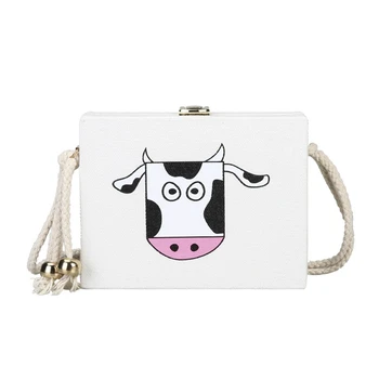 

New Cute Girl Print Bag Personality Cows Wild Messenger Bag Fashion Box Bag Female