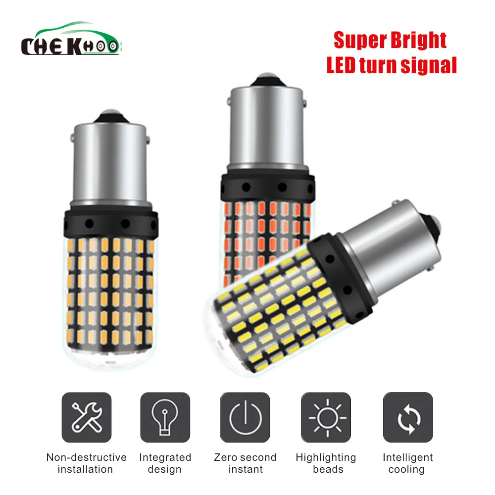 1 шт. светодиодный светильник T20 7440 W21W 3014 144smd CanBus без ошибок 1156 BA15S P21W для