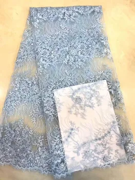 

2018 Latest Nigerian Laces Fabrics High Quality African Laces Fabric for Wedding Dress French Tulle Lace with Beads D523