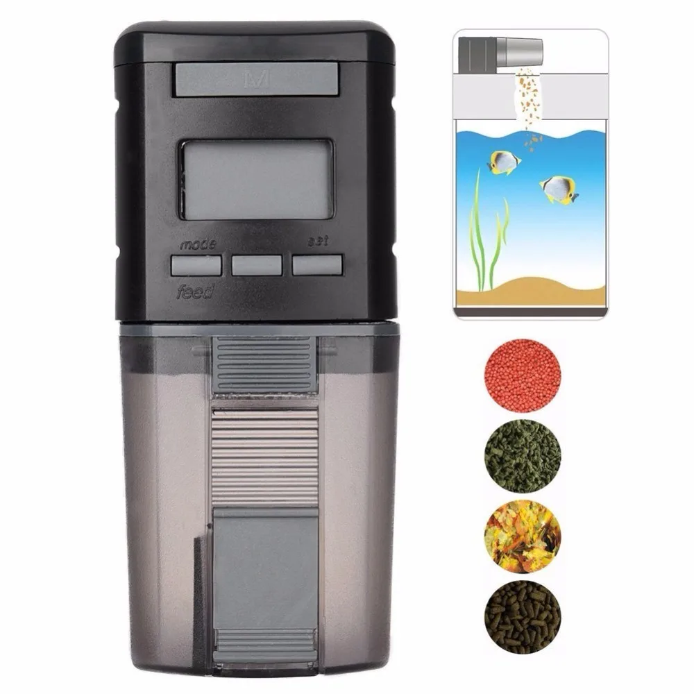 

170ML Automatic Fish Feeder Aquarium Tank Battery-Operated Digital LCD Display Pet Turtle Food Accurate Feeding Dispenser Timer