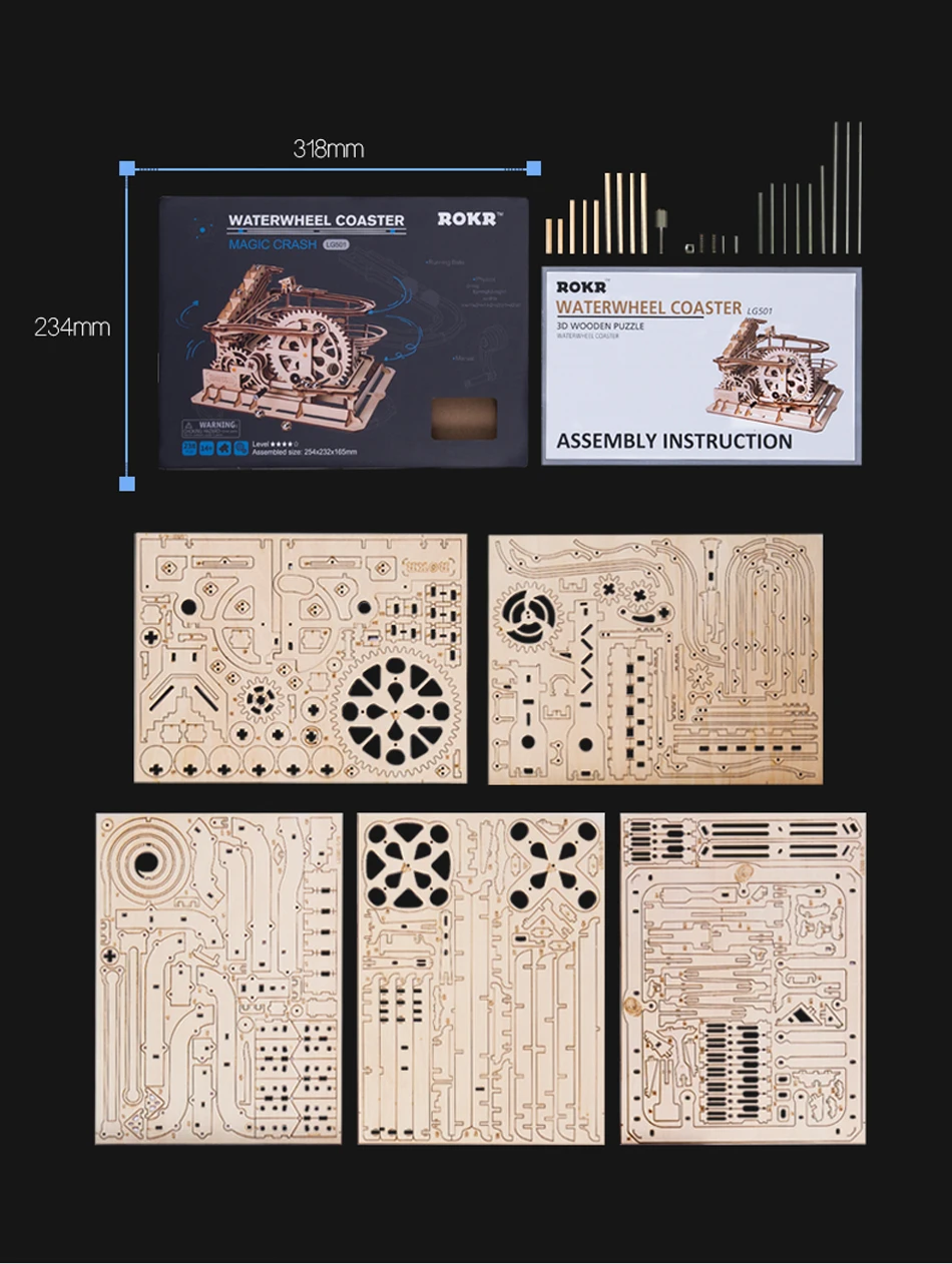 Robud DIY Водостоки | деревянные модели строительные наборы сборочные игрушки | 4 вида мраморной игры для детей и взрослых LG