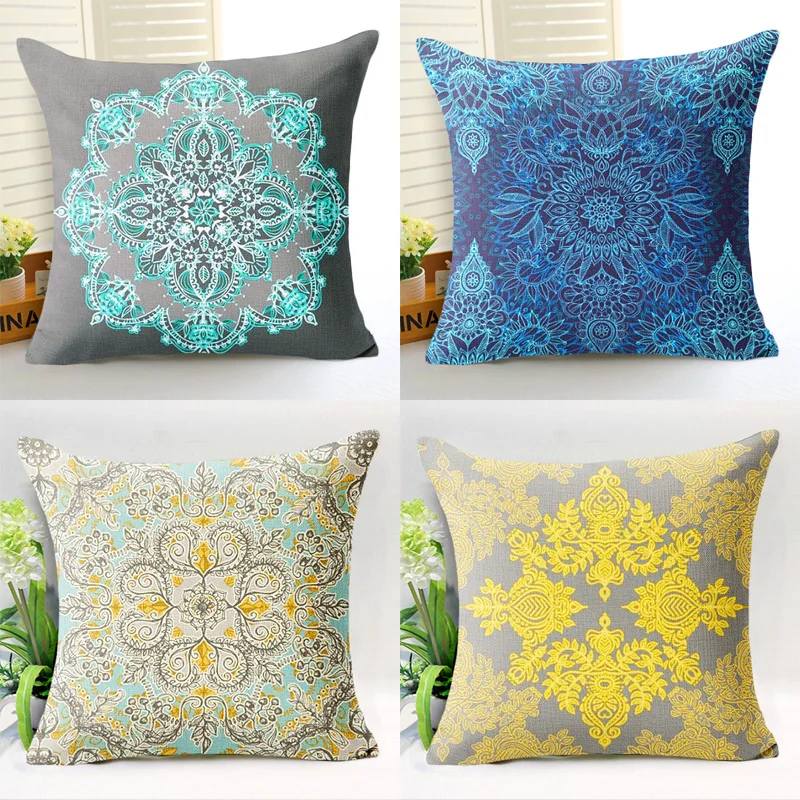 

Comwarm Psychedelic Magic Colored Indian Geometric Flower Pattern Series Pillow for Sofa Car Seat Living Room Home Decor