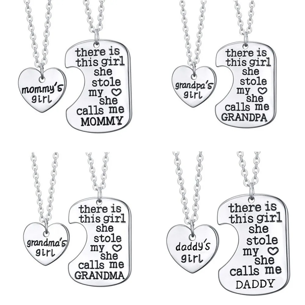 

There Is This Girl She Stole My Heart She Calls Me DADDY MOMMY MOM GRANDMA GRANDPA Heart Pendants Family Necklaces #265244