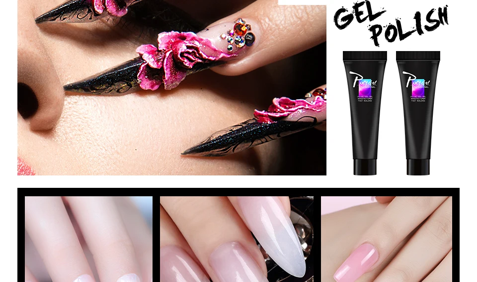 Poly Gel Acrylic Gel for Manicure Sets Transparent Camouflage Color Tip for Nails Shape Brush UV Gel Polygel for Nails Art