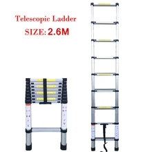 8.53FT(2,6 m) Выдвижная телескопическая, алюминиевая переносная лестница 9 шагов выдвижные лестницы с блокирующими механизмом безопасности