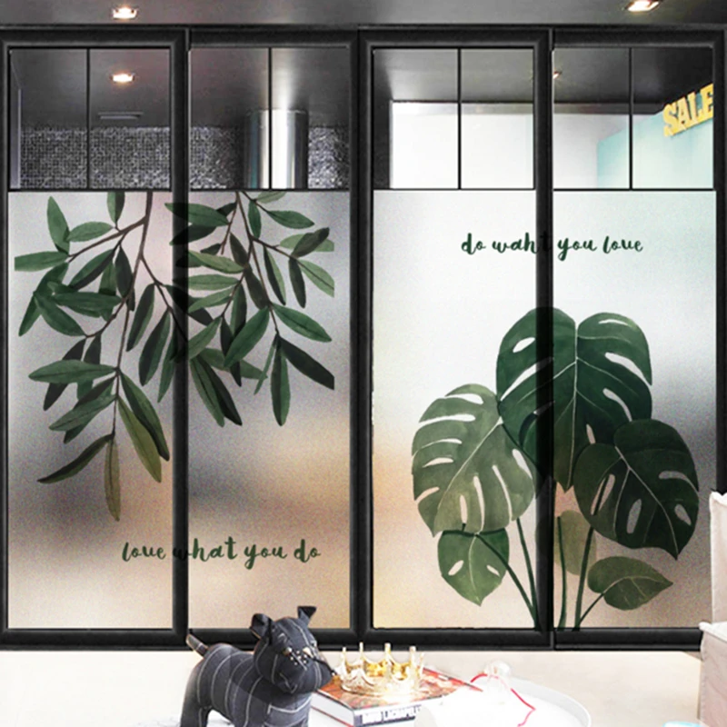 Скандинавские Инс растения матовые стеклянные наклейки для ванных комнат балконные двери окна Электростатическая прозрачная пленка непрозрачная