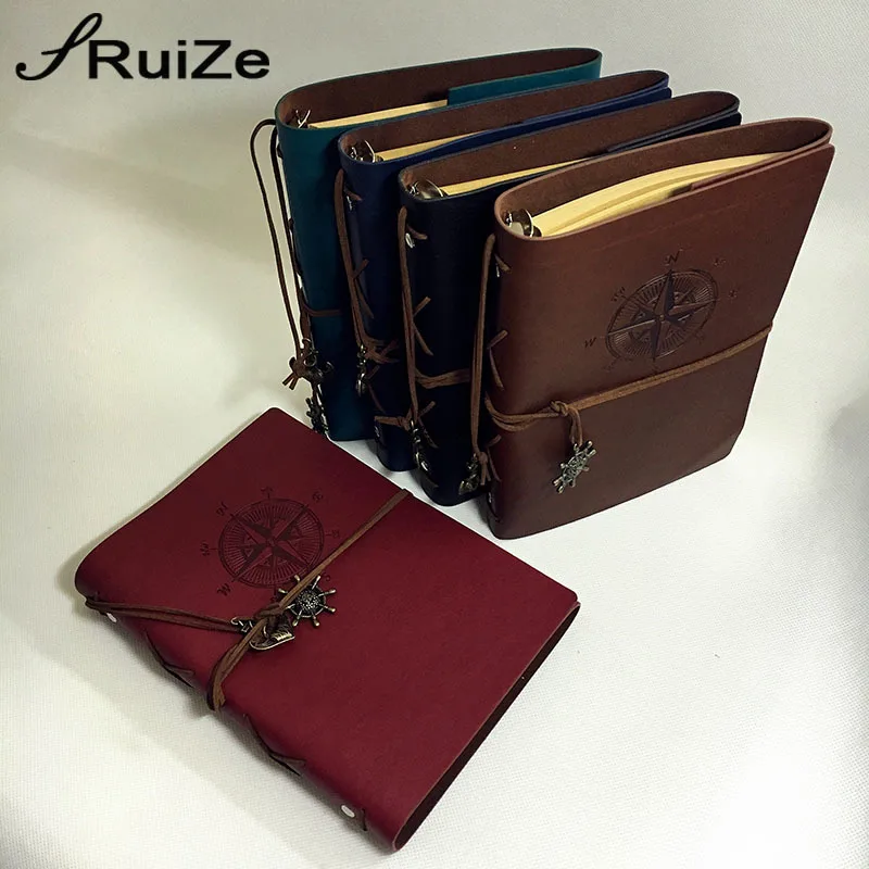

Vintage travelers notebook leather travel journal book blank page kraft paper sketchbook A5 spiral notebooks WJ-XXWJ295-
