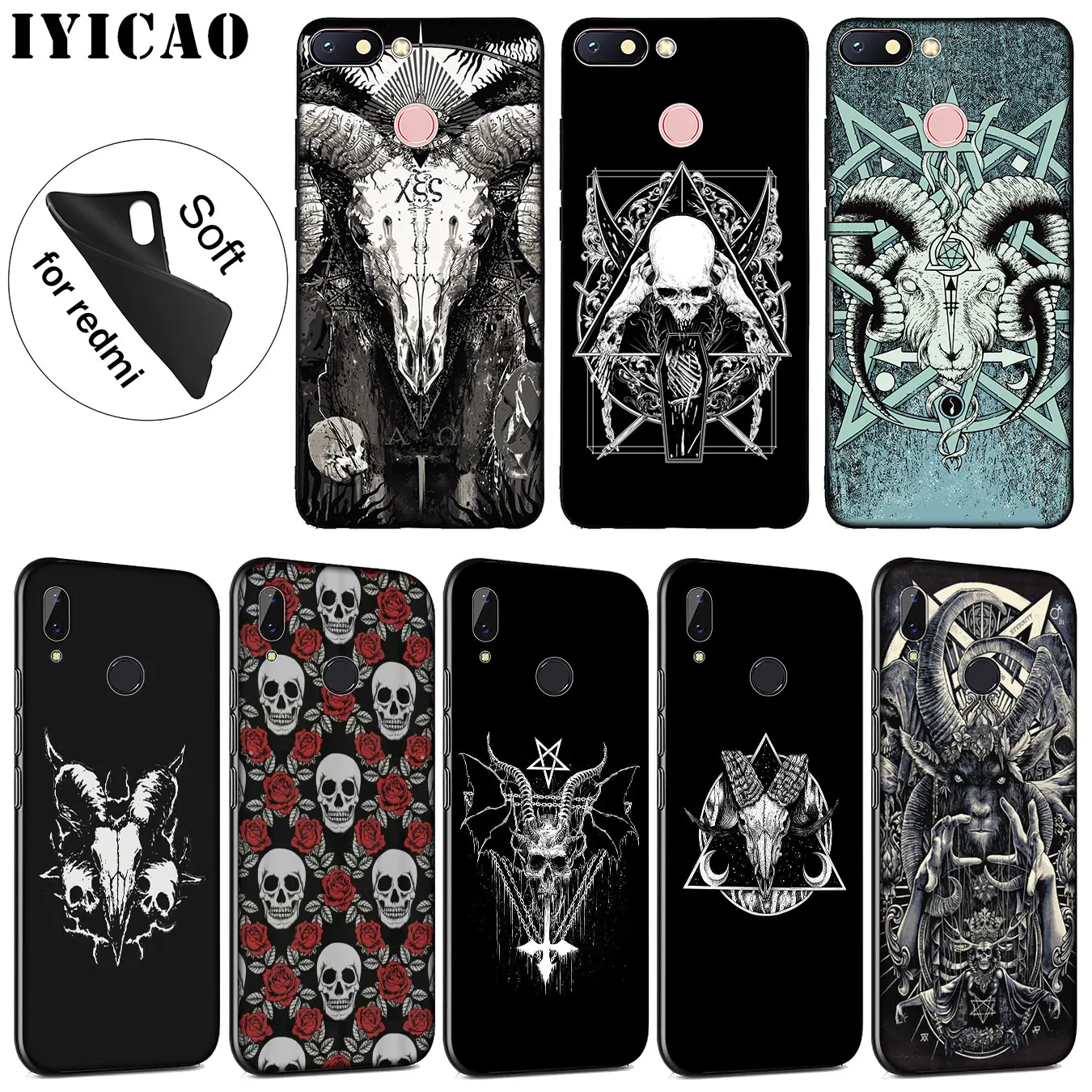 IYICAO сатанинский Череп Мягкий силиконовый чехол для телефона Xiaomi Redmi K30 K20 8A 7A 6A 5A S2