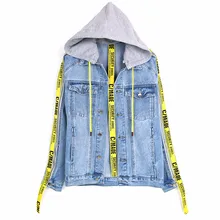 Осенняя женская джинсовая куртка на молнии, популярные цветные ленты, джинсовое пальто с длинными рукавами для женщин, джинсовая куртка, размер s-xl, верхняя одежда