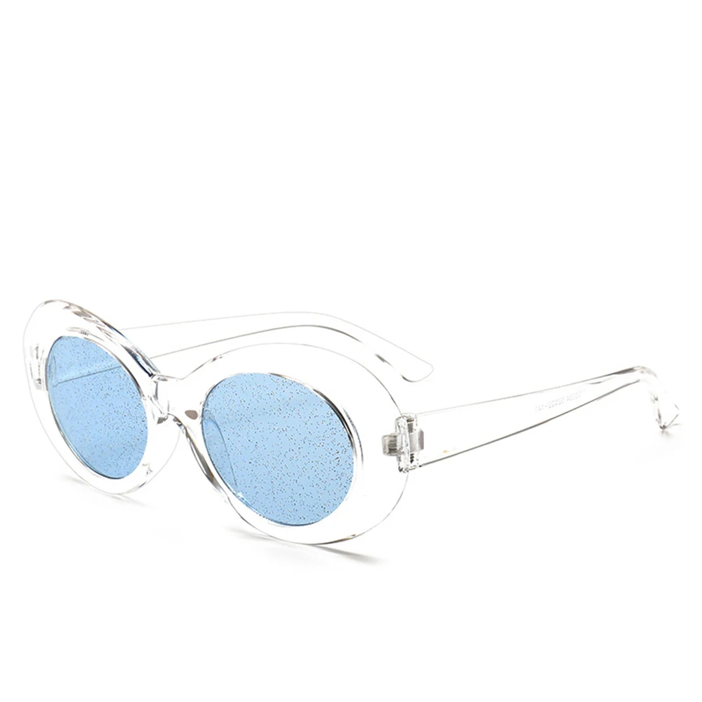 Модные овальные очки Разноцветные Солнцезащитные очки женские солнцезащитные очки с линзами сплав Солнцезащитные очки женские очки оправа водительские очки блеск - Название цвета: blue transparent