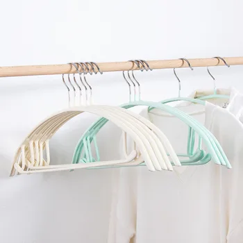 

Metal Inner Core Plastic Anti-skid Coat Hangers for Clothes Wet and Dry Dual-use Thick Clothes Drying Rack Semi-circular Hanger