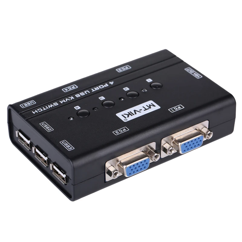 MT-VIKI 4 port USB KVM switch usb manual 4 input 1 output VGA computer sharing mouse and keyboard display with cable MT-460KL
