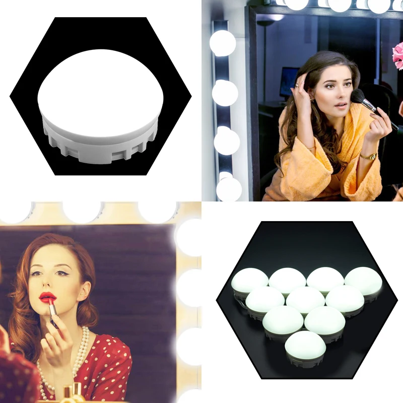

Hollywood Style Led Make-up Vanity Mirror 10/12-Bulbs String light Stepless Dimmable Waterproof DIY Light String USB Charging