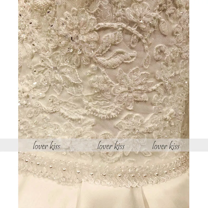 Lover Kiss Vestido De Noiva атласное свадебное платье с длинными рукавами с v-образным вырезом, бальное платье с бисером, платья для невесты
