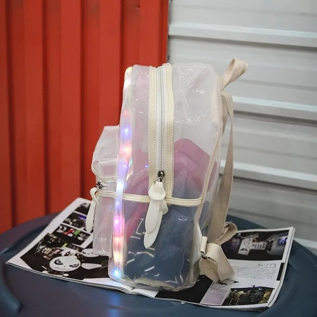 Женские рюкзаки, рюкзак, блестящая Желейная женская сумка, фонарь, светодиодный светильник, прозрачный рюкзак, Электронная сумка, mochila feminina D40