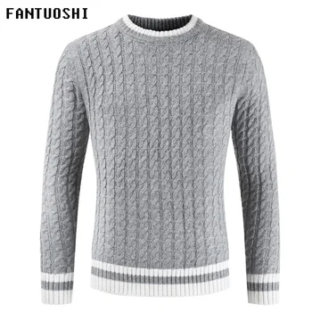 

Sweater Men 2019 New Arrival Long sleeve Casual Pullover Men Autumn Round Neck Patchwork Quality Knitted Brand Male Sweaters XXL