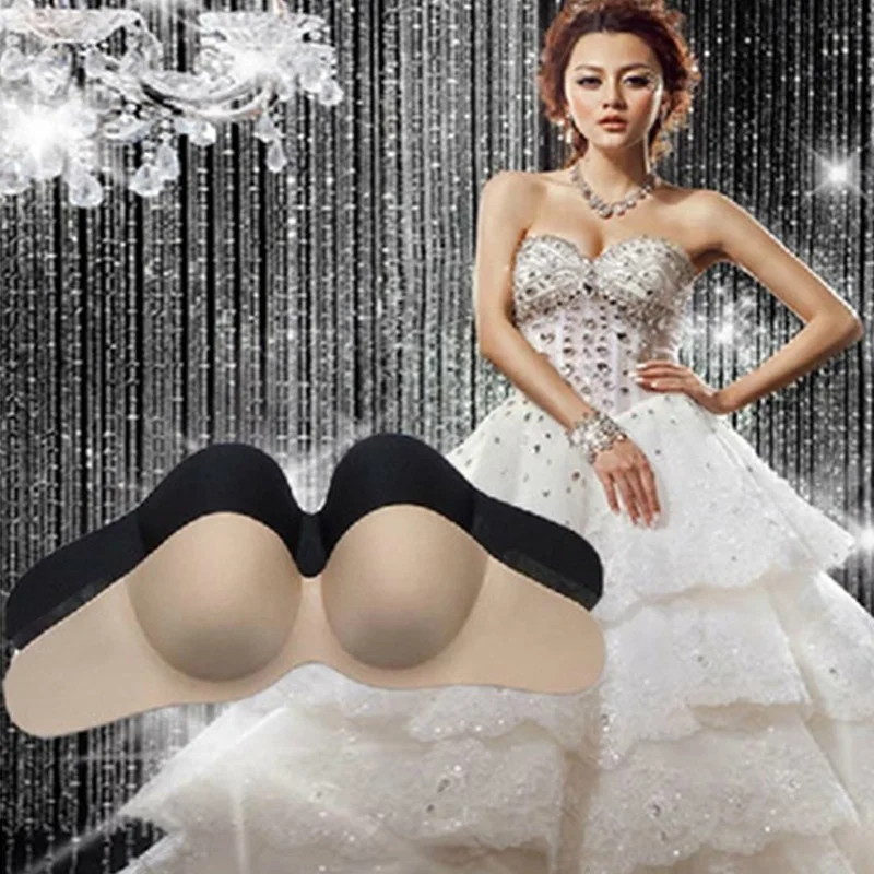New Arrival Beige Black Push Up Strapless Backless Invisible Self