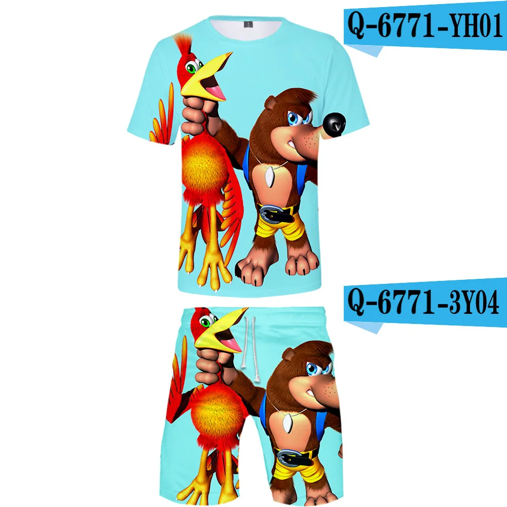 Banjo Kazooie комплект из двух предметов футболка и шорты Harajuku для мужчин Banjo Kazooie футболка уличная Harajuku короткий рукав плюс размер - Цвет: L