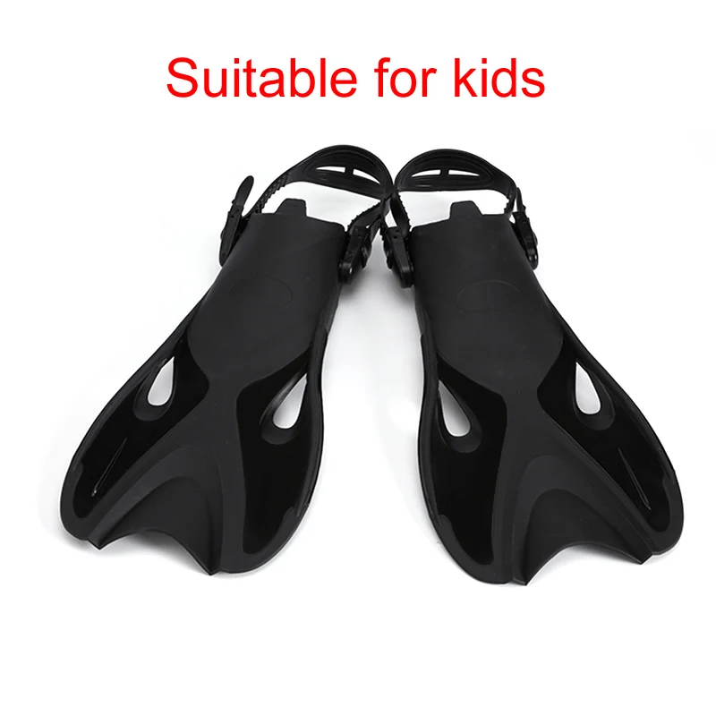 Плавники для плавания для детей и взрослых, регулируемые ласты для ног, погружные силиконовые профессиональные подводные открытые туфли для дайвинга и подводного плавания - Цвет: kids black