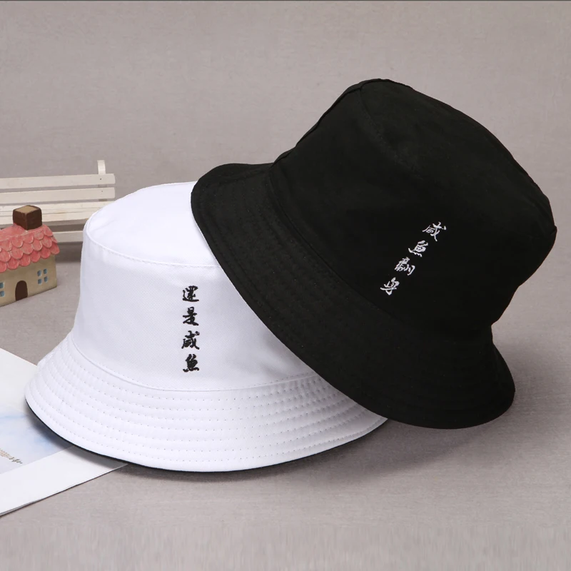 Женские шапки в стиле хип-хоп с надписью и вышивкой, двухсторонняя шапка в рыбацком стиле, корейский стиль, дышащая, подходит ко всему, для женщин s Chic - Цвет: 2