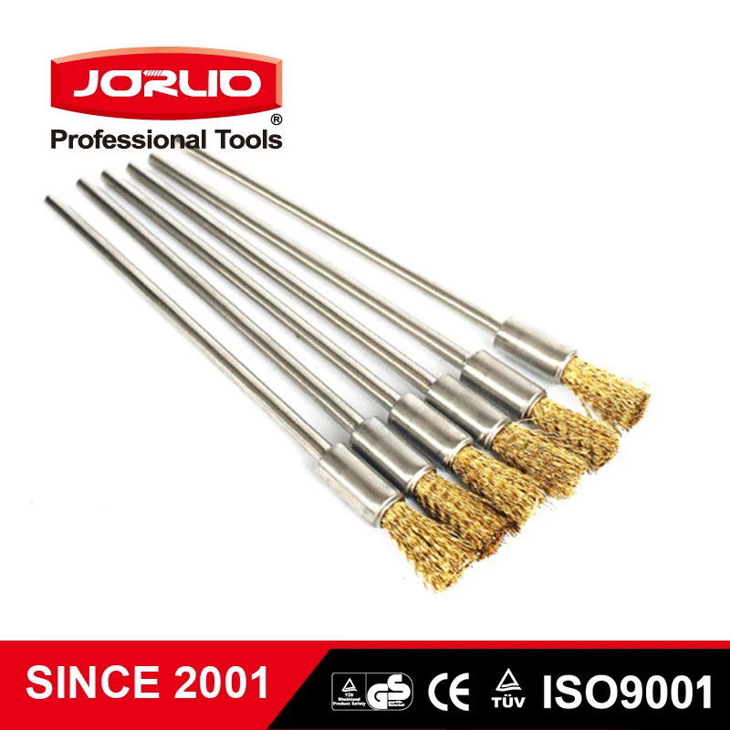 

Jorlio 5PCS/Set Extra long Pen Handle Brass Wire Polish Brushes 1/8" Shank for Rotary Cleaning Tool