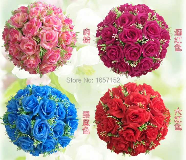 

30cm ball-flower high compact Artificial Silk Rose flower ball wedding party ornament christmas house decoration 10pcs/lot