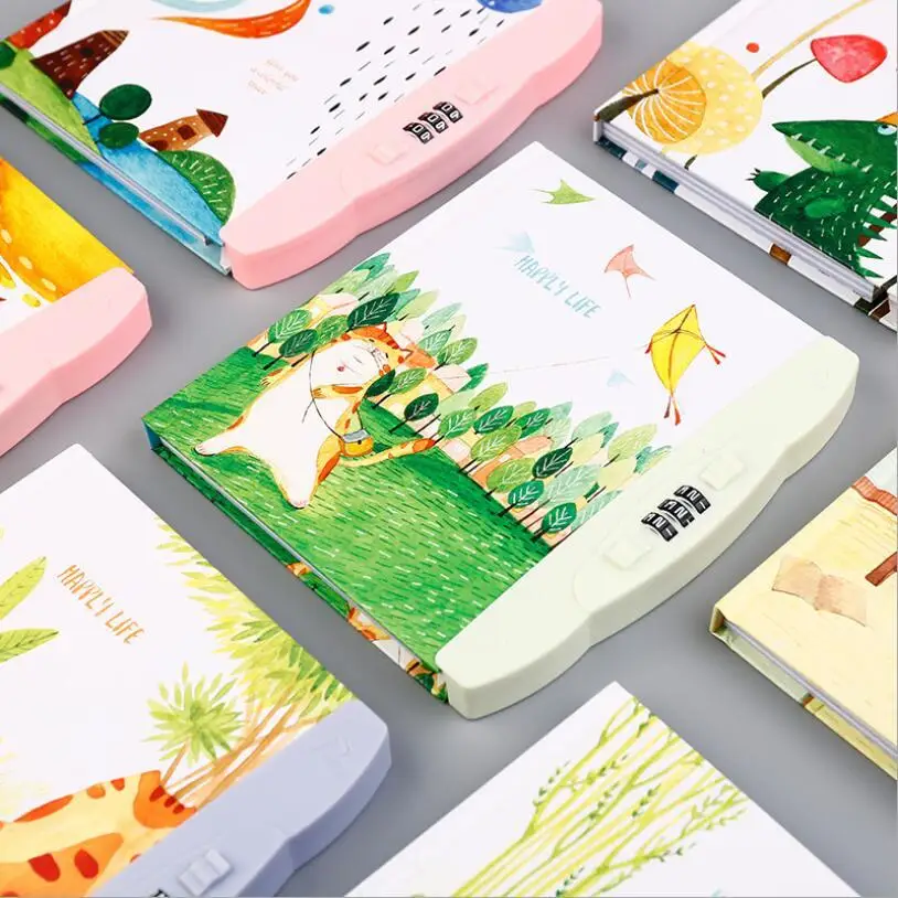Kawaii Cute Cartoon Hardcover еженедельник записная книжка с замком и паролем дневник