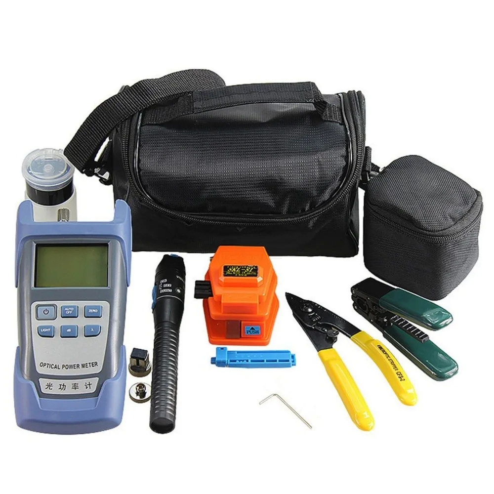 

Fiber Optic FTTH Tool Kit with Fiber Cleaver and Optical Power Meter 1mW Visual Fault Locator and Orange Cutter