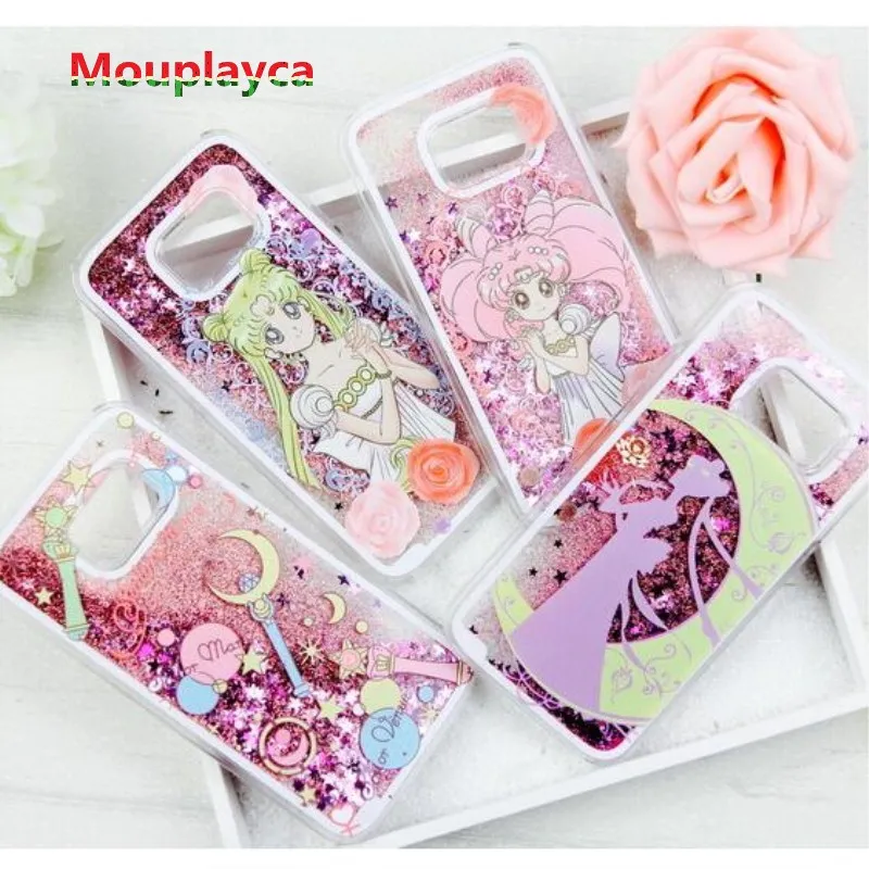 

Mouplayca funny Cases For Samsung Galaxy s8 s8plus s7 s7edge s6 s6edge flowing star Sailor Moon Back cover capa hard phone case