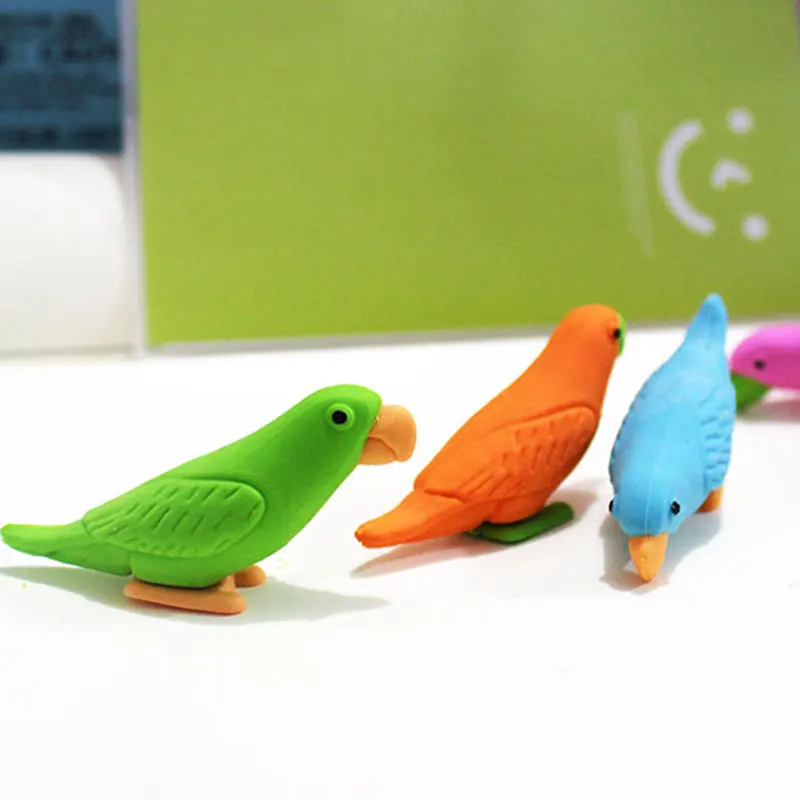 

2pcs/lot cute Cartoon eraser lovely parrot modelling eraser children stationery gift prizes kawaii school supplies papelaria