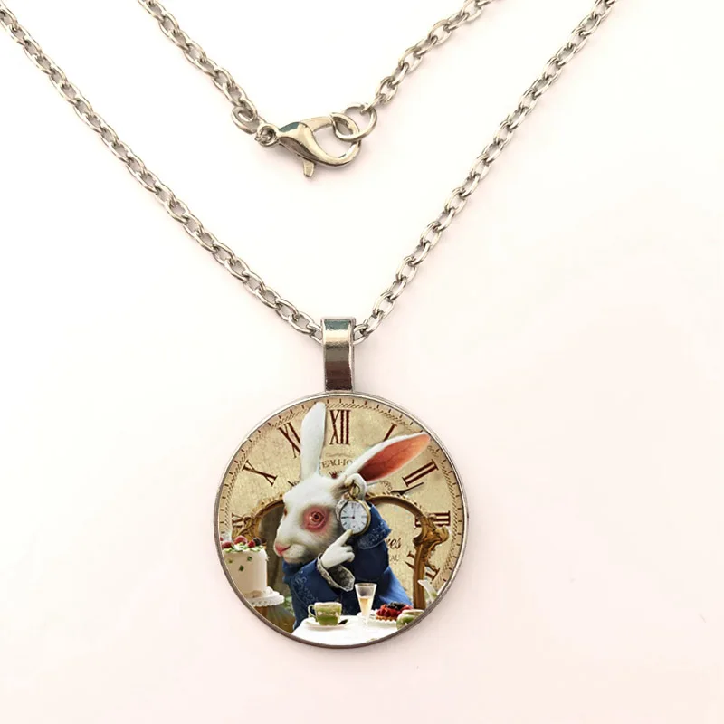

cartoon cute rabbit animal Glass Pendant Necklace Handmade Pendant Necklace Couple Girlfriend Best jewelry Gift