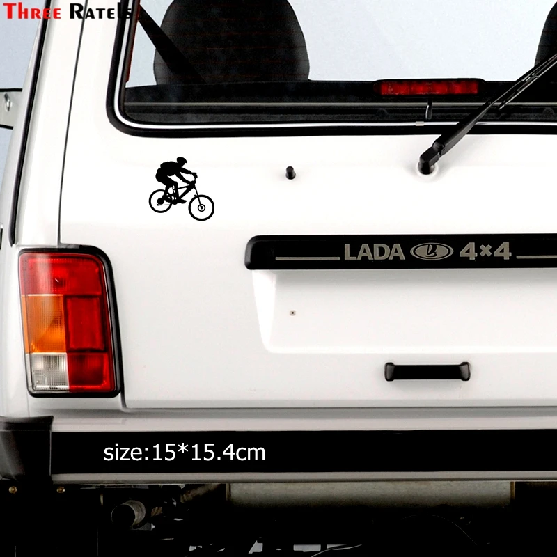 Three Ratels TZ 1464#15*15.4см велосипедист наклейки на авто машину автонаклейка