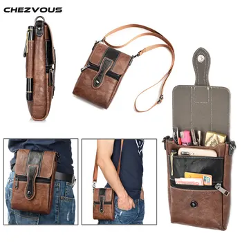 

CHEZVOUS 6.3'' Universal PU Leather Fashion Phone Bag Shoulder Pocket Wallet Pouch Case Waist Belt Bag for iphone 7 6 plus 8 6s